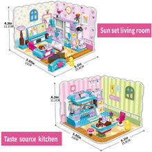 Load image into Gallery viewer, Girl&#39;s Dream Home Building Blocks Kit Educational Toy, Build Girl&#39;s Bedroom or Living Room or Kitchen, 3 Building Methods (194 Pieces) (Multicolor)
