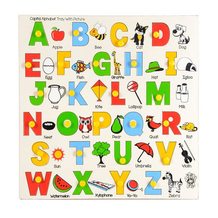 Capital Alphabet Tray With Picture (With Knobs)