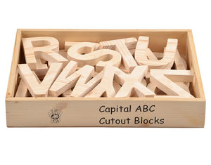 Capital ABC Cutout Block (A-Z) (in wooden box)