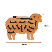 Load image into Gallery viewer, Thasvi Wooden Sheep Lacing Toy
