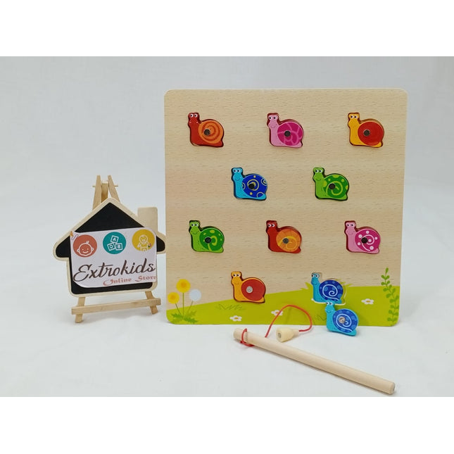 Wooden Magnetic Catcher Game-Snail - EKT1176