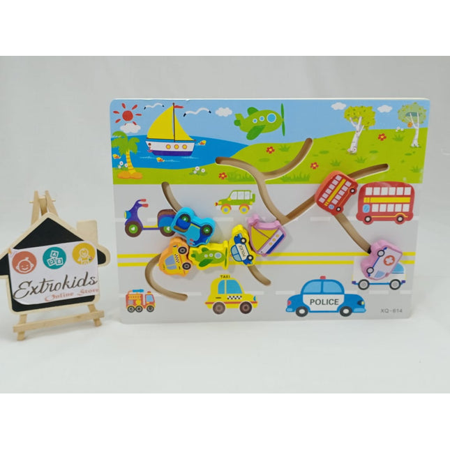 Wooden Find the path Game -Transport - EKT1171