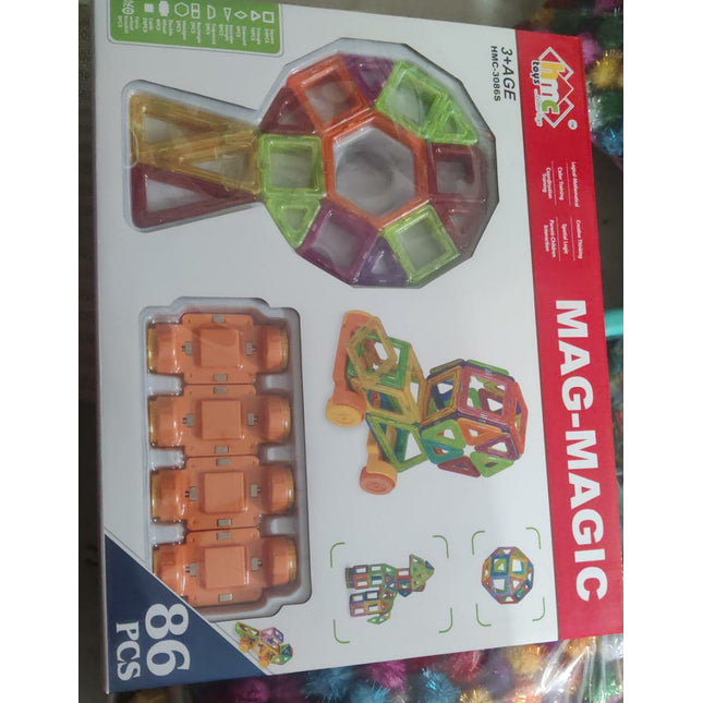Extrokids 86 Pcs Mag-Magic Designer Magnetic Multicolor 3D Blocks Educational Construction Stacking Set - EKT2033