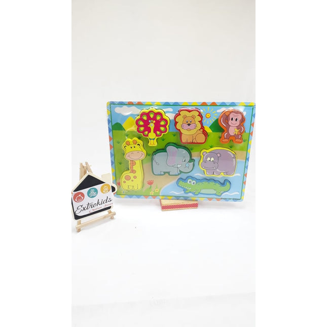 Wooden Animal Puzzle - Chunky - Wild Animals - EKT0559