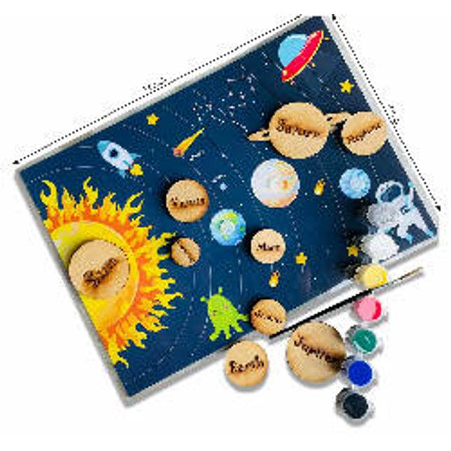 Solar System Flashcard with Space Board Activity (Contain Wooden Planets)