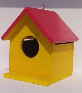 WOODEN PINK BIRD HOUSE-LARGE
