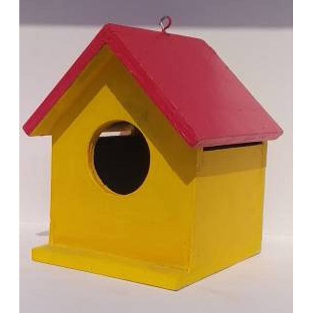 WOODEN PINK BIRD HOUSE-LARGE