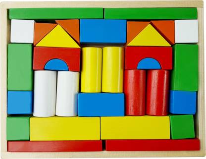 WOODEN BUILDING PLAY BLOCKS (SET OF 41 PCS.)