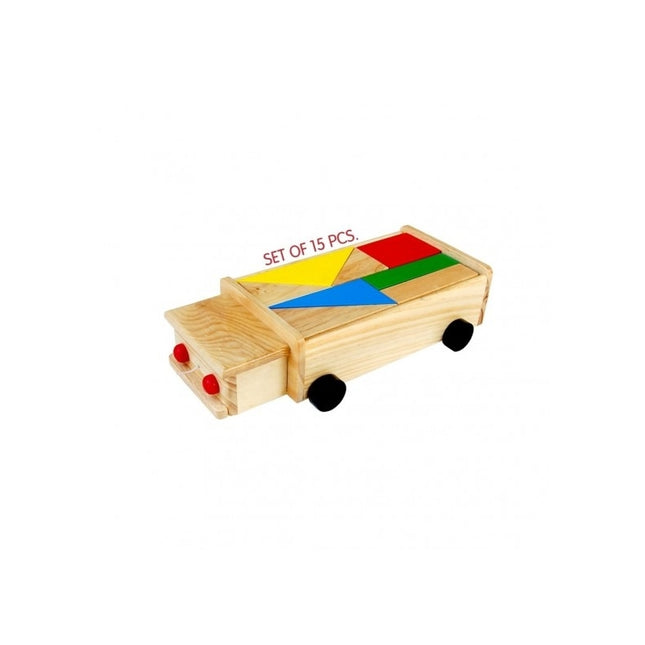 WOODEN BRICKS ON WHEEL (SET OF 32 PCS.)