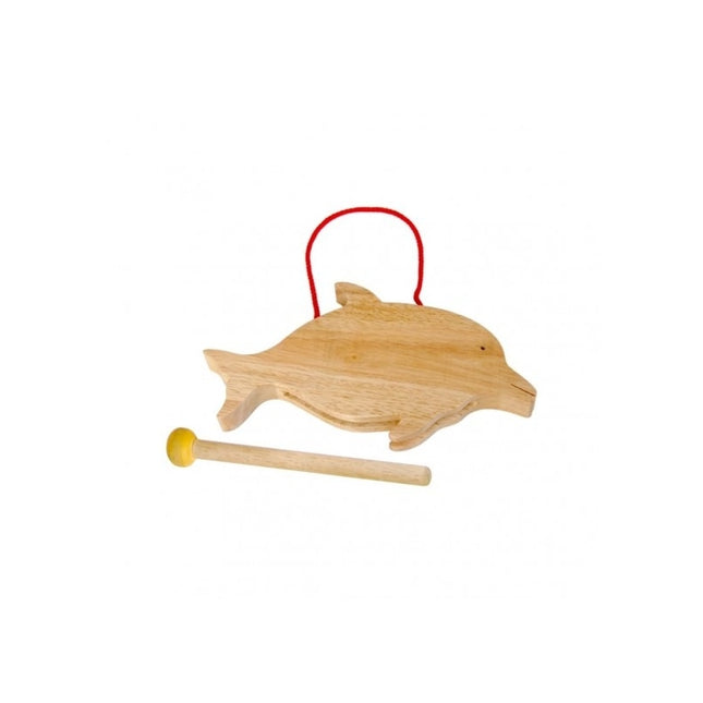 WOODEN GONG-DOLPHIN SHAPE