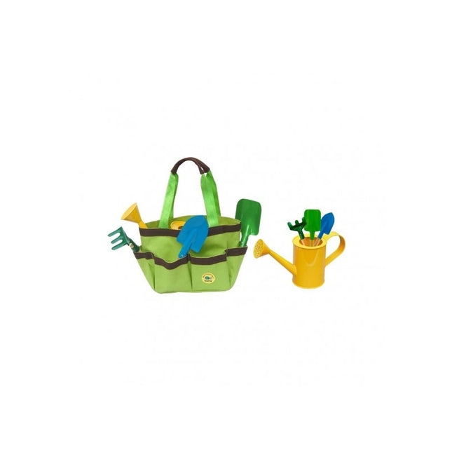 GARDENING TOOLS+WATERING CAN IN GREEN BAG