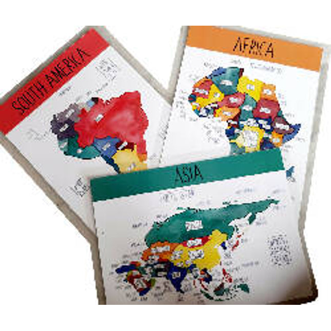 World continents and oceans Flahscards