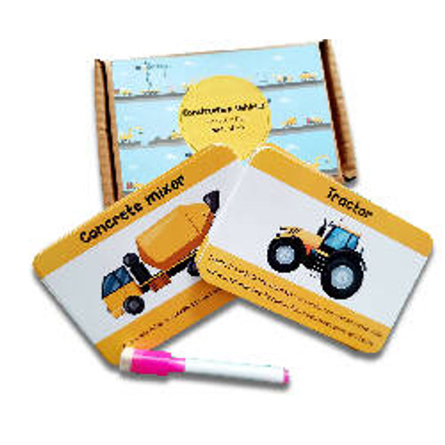 Construction Tools and Vehicles Flash Cards- Pack of 20