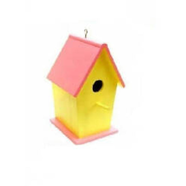 WOODEN PINK BIRD HOUSE-MEDIUM