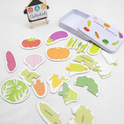 Wooden Shape Puzzle - Steel Box - Big - VEG - EKT0734