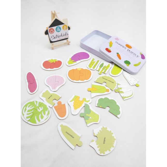 Wooden Shape Puzzle - Steel Box - Big - VEG - EKT0734