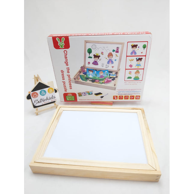 Wooden 2 in 1 Magnetic Cum Writing Board Box - PRINCESS - EKT0768