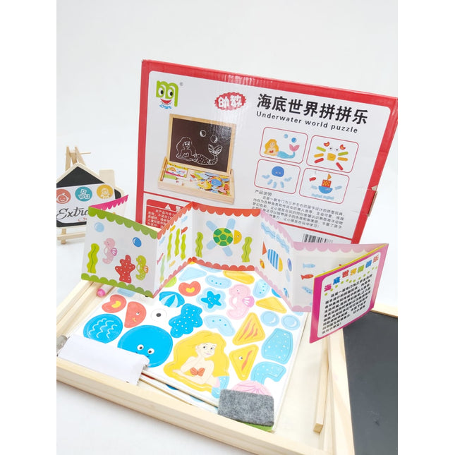 Wooden 2 in 1 Magnetic Cum Writing Board Box - UNDER WATER - EKT0767