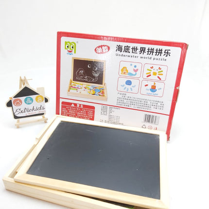 Wooden 2 in 1 Magnetic Cum Writing Board Box - UNDER WATER - EKT0767