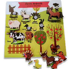 Doxbox Farm Animals Shadow matching activity Board