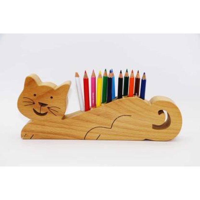 CRAYON HOLDER-CAT-NATURAL